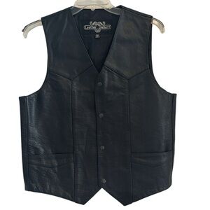 Leather Gallery Black Moto Biker Western leather vest 42R